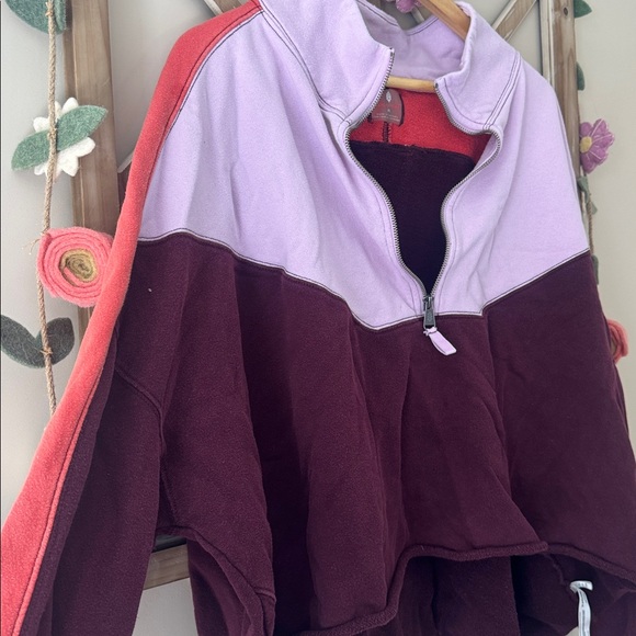 Free People Movement Split Second Half Zip Pullover in Fig Jam Combo Color - Picture 5 of 8